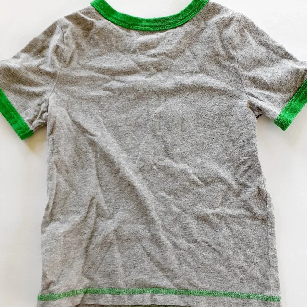 Old Navy Boys T-Shirt Gray Green Ringer Number 5 Short Sleeve 4T